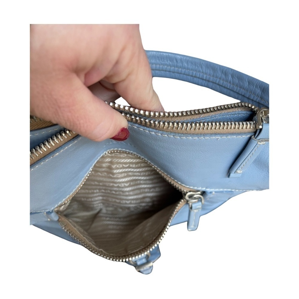 Prada Vitello Daino Blue Leather Hobo Bag - Picture 14 of 14